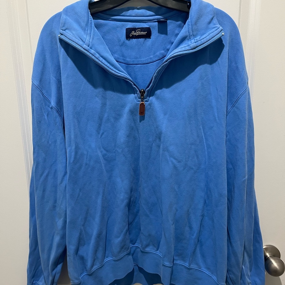 Vintage Men's Blue Quarter-Zip Sweater